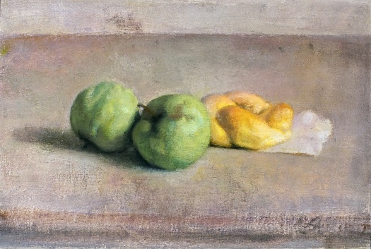 Lennart Anderson - Still life with green apples and roll